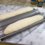 Baguettes, risen and ready to bake.