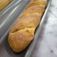 Baguette, right out of the oven. This one was scored with a bread knife after the “lame” didn’t work.
