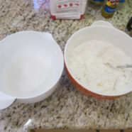 Milk (left) and flour, yeast, salt, sugar and egg (right)