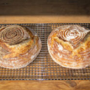 After baking, 5:00pm. Oven, left. Dutch oven, right.
