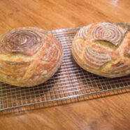Hearth oven on left, Dutch oven on right.