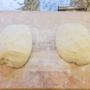 Dough divided and tri-folded.
