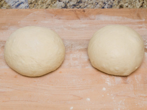 Divided for loaves and pre-shaped into boules.